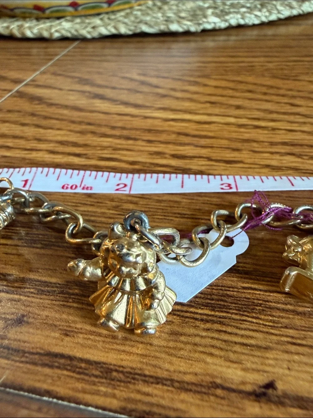Avon Gold-Tone Toy Charm Bracelet with Rocking Horse & Teddy